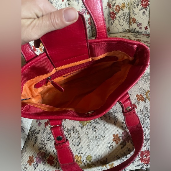 Red Handled Tommy Hilfiger Tote Small Zippered Pouch Trendy Preppy Hipster - Picture 4 of 10